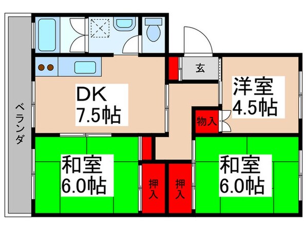 ﾌﾗﾜﾘ-霞ヶ関ﾏﾝｼｮﾝ１号棟(402)の物件間取画像